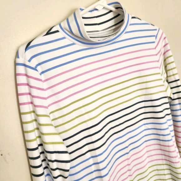 Croft Barrow Top Size Medium Striped 100% Cotton Mock Neck Longsleeve - Picture 2 of 7